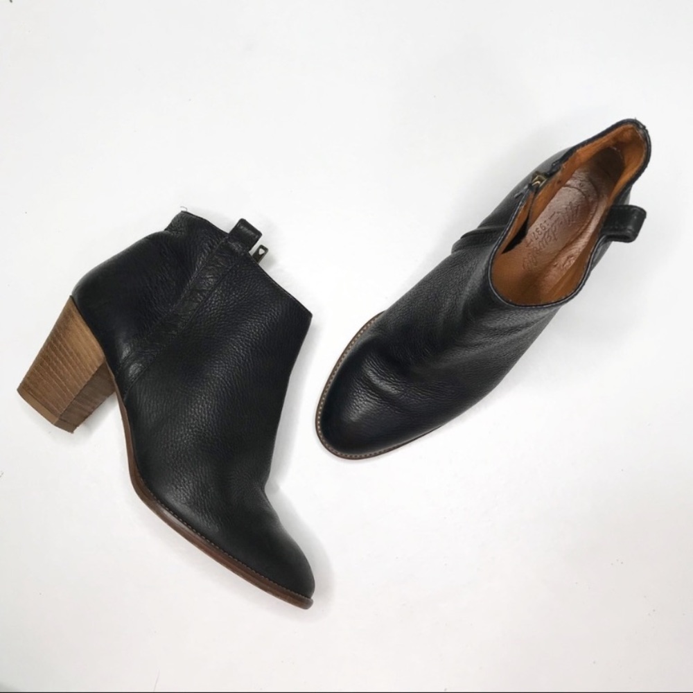 Madewell Billie Black Leather Stacked Ankle Boots